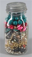Kerr Canning Jar of Assorted Costume Jewelry