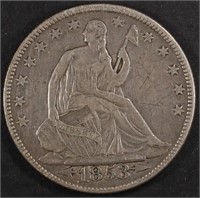 1853 SEATED LIBERTY HALF DOLLAR VF, SCRATCHES