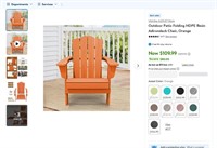 E10062  JUSTLET Adirondack Chair, Orange