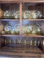 53pcs amber depression glass dishes