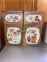 Set of 4 wooden painted kitchen canisters