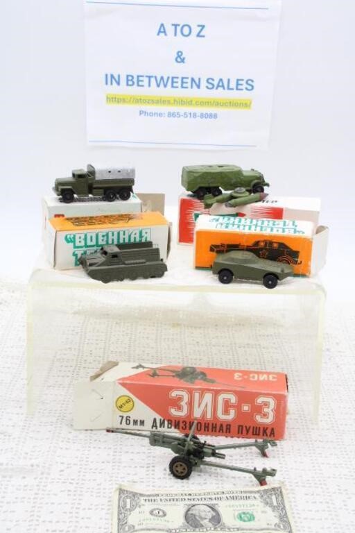 (5) RUSSIAN MILITARY VEHICLE TOYS IN BOXES