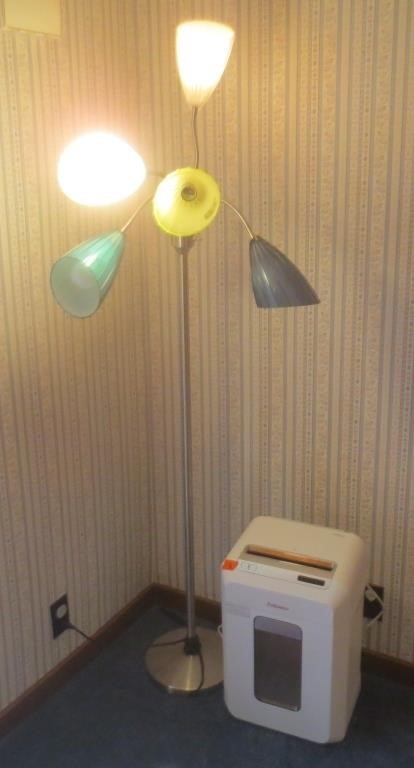Floor lamp and paper schredder