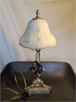 RARE Vintage painted Fenton glass lamp w/