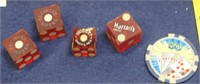 Vintage Casino Dice and Chip