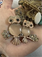 4PC CLOISONNE DECOR CHINESE PIECES W OWL BROOCH