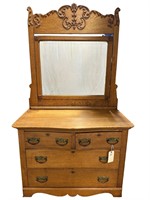 Antique Oak Dresser w/ Swivel Top Mirror