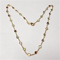 Gold Plated Silver Multi Gemstone 18" Necklace