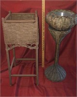 2 wicker plant stands