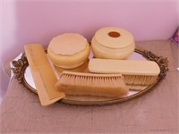 Celluloid vanity dresser set - Mirrored dresser