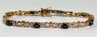 Sterling Blue Sapphire Bracelet 12 Grams 7 1/4"