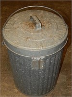 17-1/2" T Galvanized Trash Can w/ Bird Seed Inside