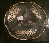 7" Silver overlay footed dish - 1890's - 1910