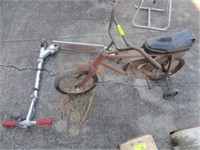 Antique child's bike w/training wheels and scooter