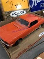 Orange Mustang model car, pastic/metal, 16"