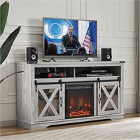 70 TV Stand with Fireplace  58  White Oak