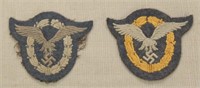 Nazi WW2 Luftwaffe cloth pilot and pilot observor