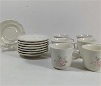 Vintage Pfalzgraff Tea Rose 8 Saucers and 6 Cups