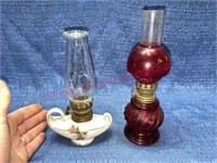 (2) Vtg oil lamps (smaller)