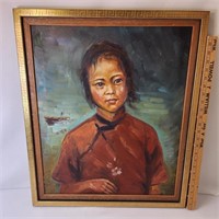 Portrait of an Asian Girl Artist Signed