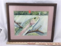 Framed Original Trout Painting