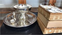 JAPANESE NICKLE SILVER PUNCH BOWL SET