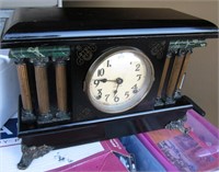 Antique Ingraham Wood Mantle Clock w/ Key