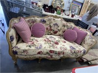 Floral Upholstered Settee 57"L