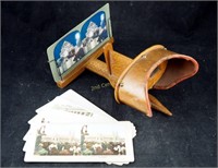 Antique Stereoscope Wood Picture Viewer W 6 Cards