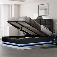 Bellemave Queen Storage Bed with LED  USB