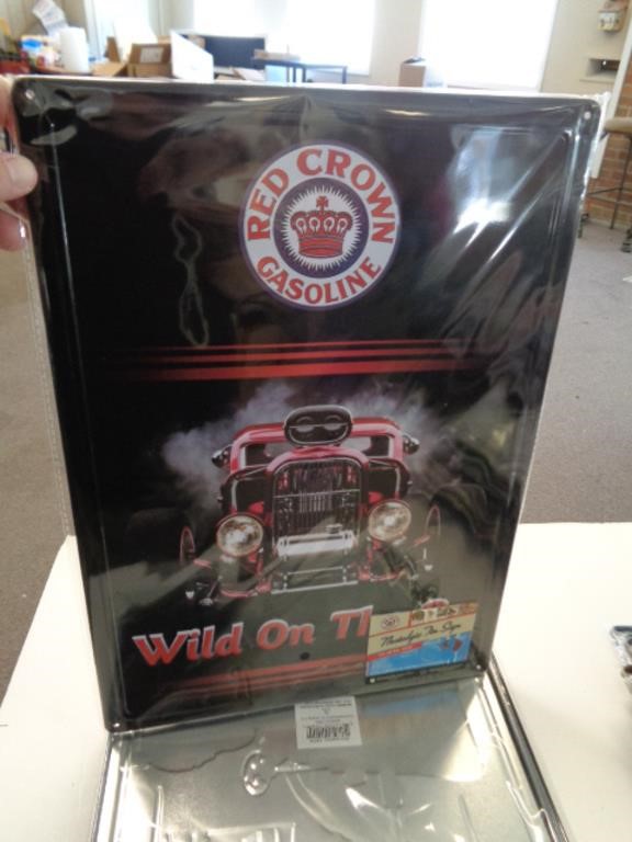 12" X 17" METAL SIGN - RED CROWN GASOLINE