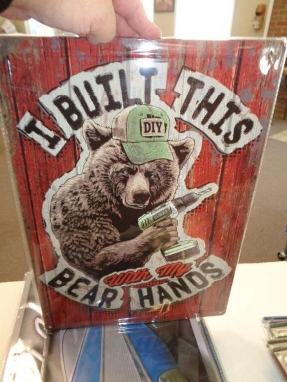 12" X 17" METAL SIGN - BEAR HANDS