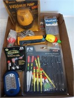 Asst fishing items, bilge pump
