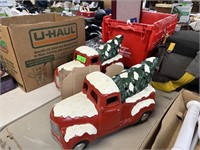 2PC MATCHED HEAVY RED CHRISTMAS TRUCKS