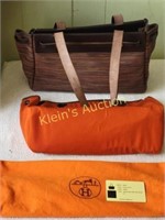 Hermes Herbag Caba Vibrato & leather hand bag coa