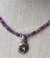amethyst & sterling necklace 17 1/2" beautiful