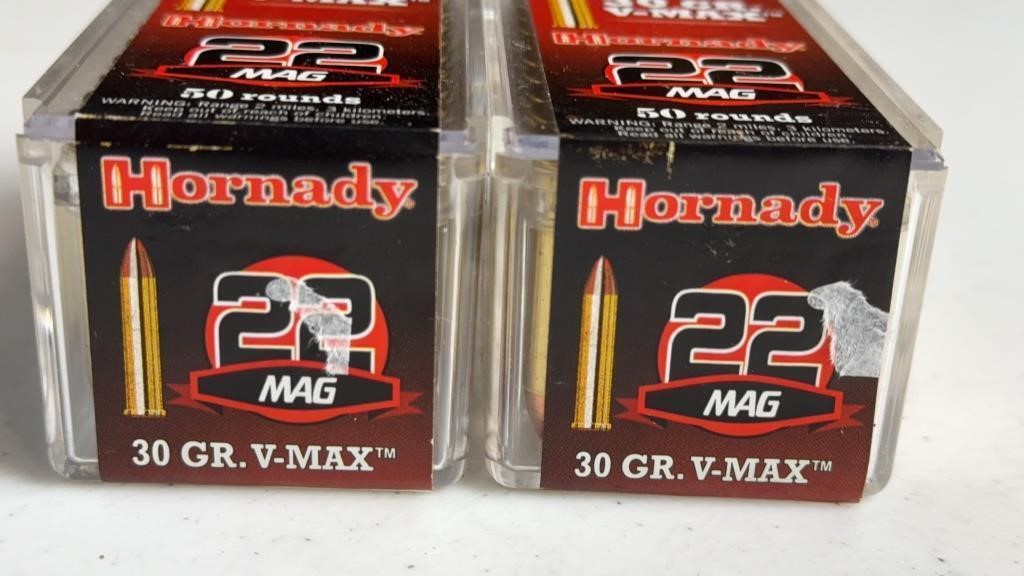 100 rds Hornady.22 Mag 30 gr V-Max