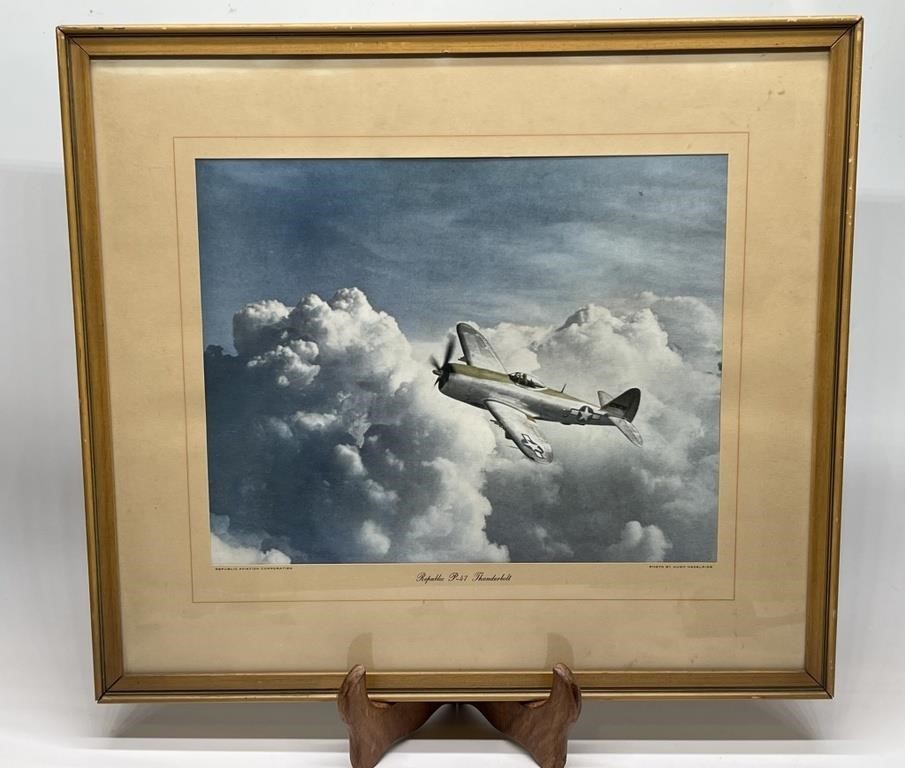 Vintage Framed P-47 Thunderbolt Print