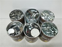 cans of washers, toggle bolts, bolts, carriage