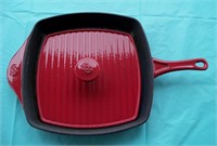CALPHALON Square Grill Fry Pan Skillet RED