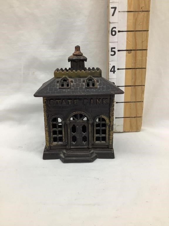 Cast Iron State Bank “Collapsible” Building Bank,