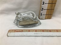 Glass “Iron” Candy Container by Pla-Toy, 4 1/4”L,