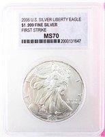 Coin 2006 Silver Eagle Certified MS70