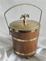 VTG MID CENTURY BRASS AND WOOD ICE BUCKET