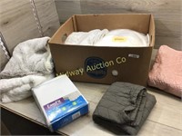 BOX OF VARIOUS PILLOW SHAMS/ BED SKIRTS/ ALL NEW