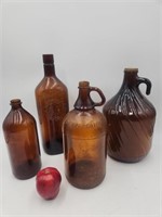 Antique Brown Glass Large Bottles