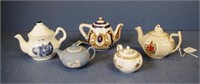 Five various miniature ceramic teapots