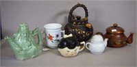 Five various ceramic teapots