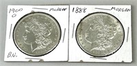 1888 & 1900-O Morgan Silver Dollars.