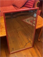 Vintage Red Framed Wall Mirror